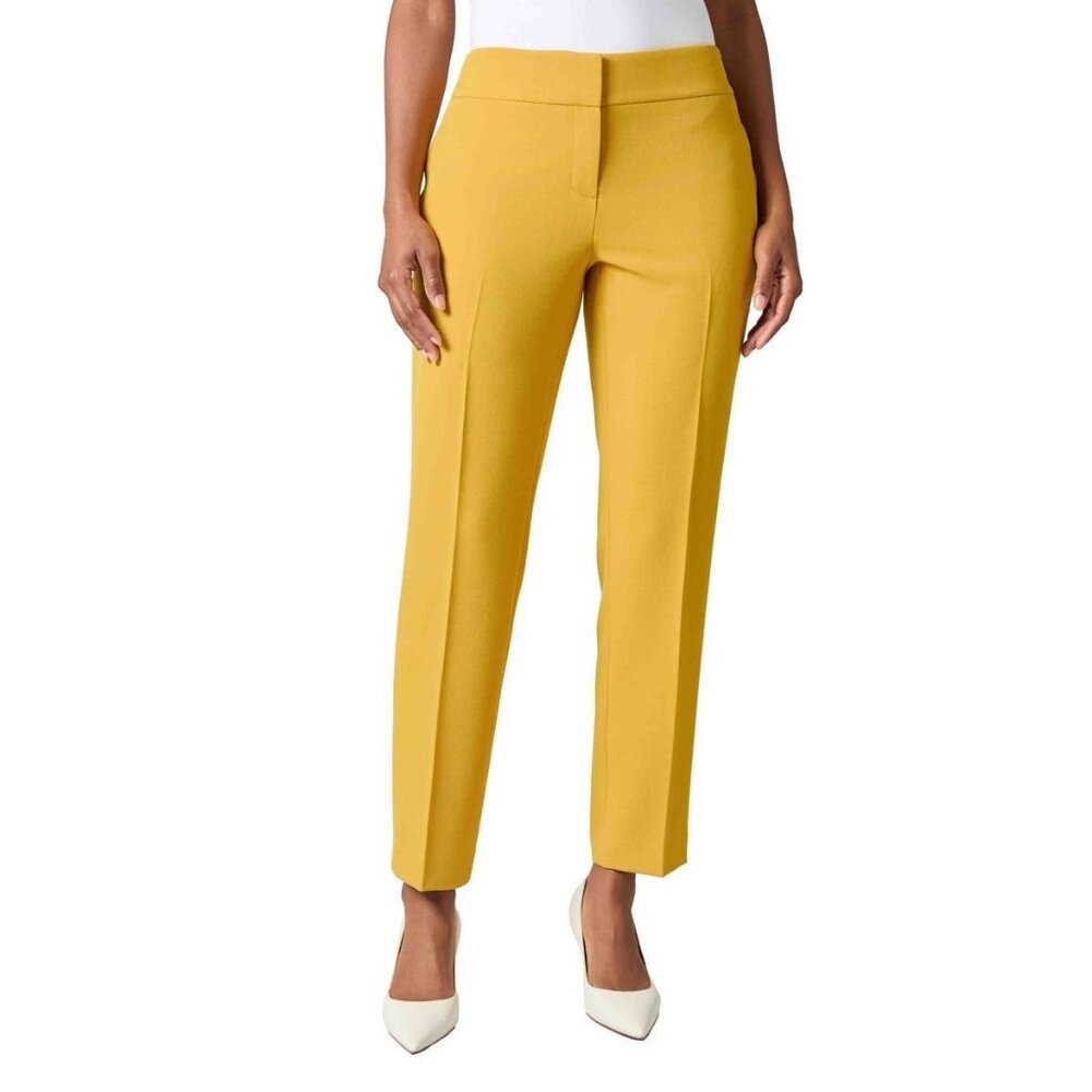 KASPER Flat Front Slim Pants Yellow Petite Size 16P MSRP $79